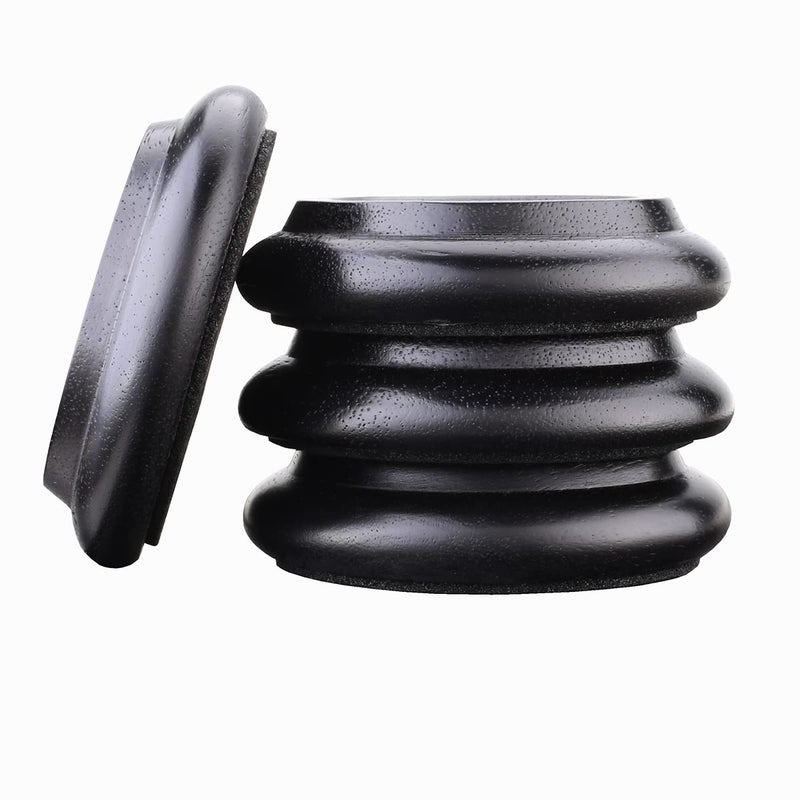 HilerPunk 4 Pcs Solid Wood Upright Piano Caster Cups Furniture Caster Cups HilerPunk Sofas Beds Chairs Wheel Caster Cups Pads with Non-Slip & Anti-Noise Felt Pads for Hardwood Floor Protectors-Black - Image 1